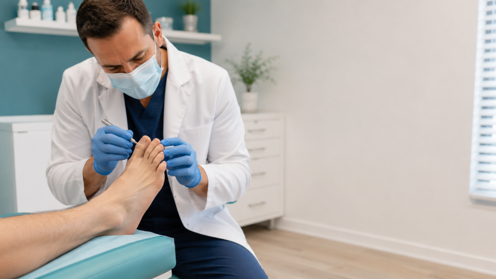 Podiatrist providing toenail fungus treatment in Long Beach at Kim Holistic Foot & Ankle Center
